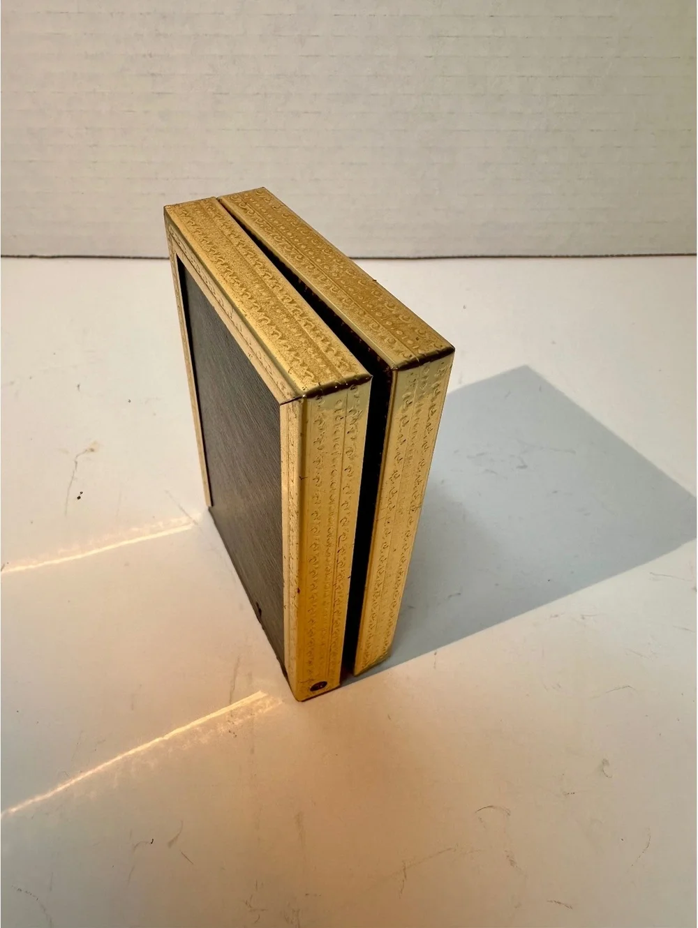 Vintage Gold-Tone Metal Bifold Hinged Photo Frame Small